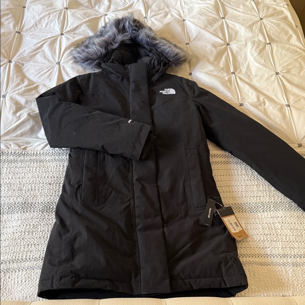 The North Face Women's Black Ski Jacket with Faux Fur Hood
